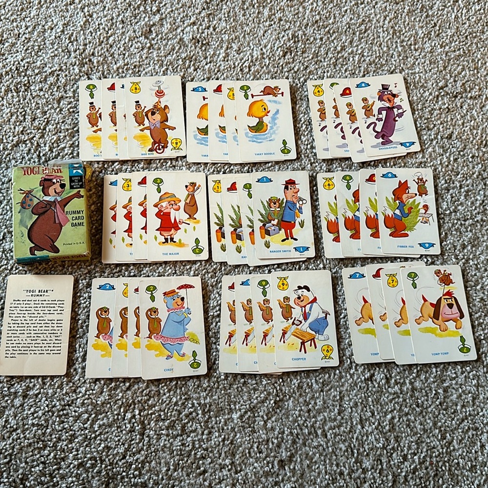 🐻 Vintage 1960s Yogi Bear Rummy Card Game Hanna Barbera ED-U-Cards Complete